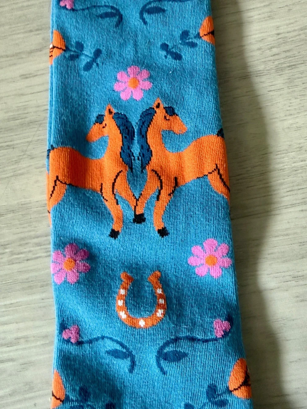 Sock It To Me Hay There Horses Wide Calf Knee High Socks Blue Unisex New Stretch